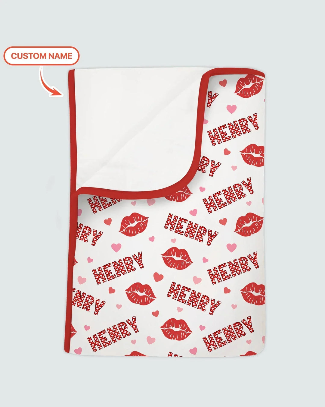 Custom Name Valentine Kiss Bamboo Blanket
