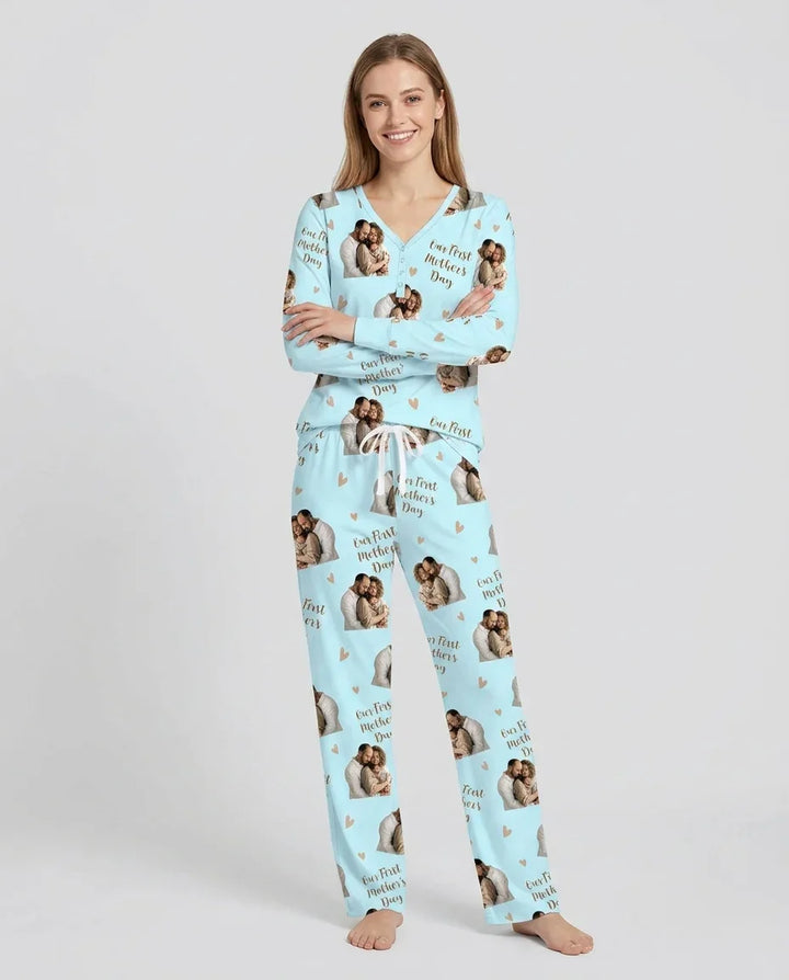 Personalisierte Foto Unser erstes als Eltern Bambus Damen Pyjama Set