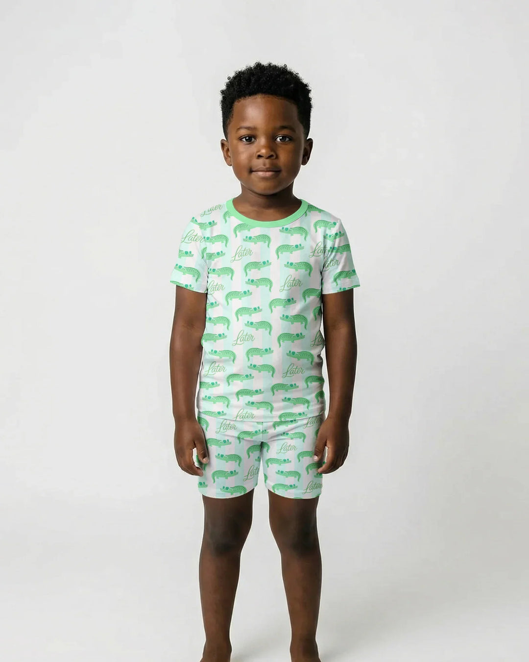 Later Gator Bamboo Two Piece Short Sleeve Shorts Pajama Set