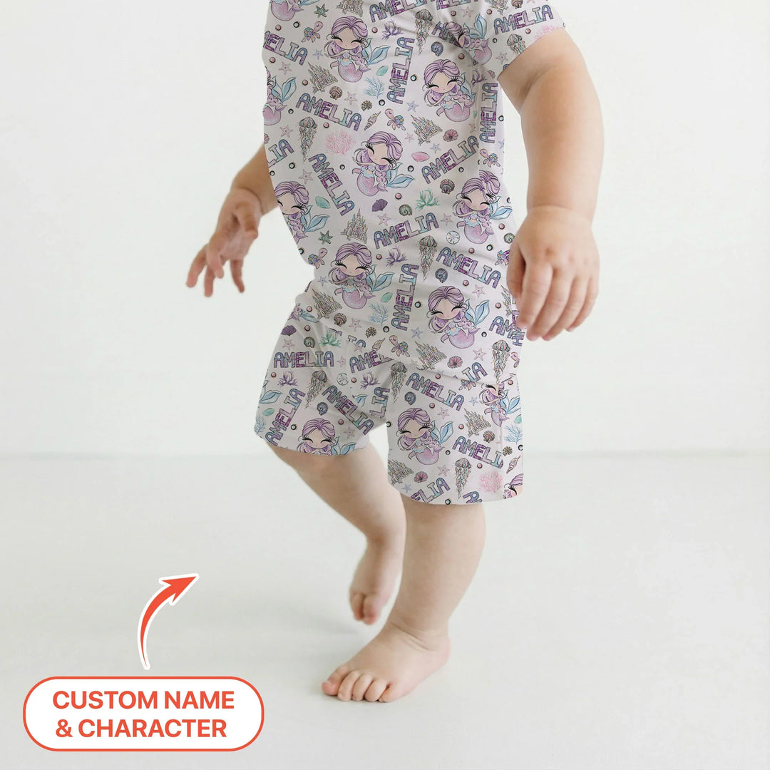 Zweiteiliges Pyjama-Set mit kurzen Ärmeln und Shorts im Sommer-Design