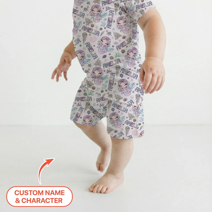 Zweiteiliges Pyjama-Set mit kurzen Ärmeln und Shorts im Sommer-Design