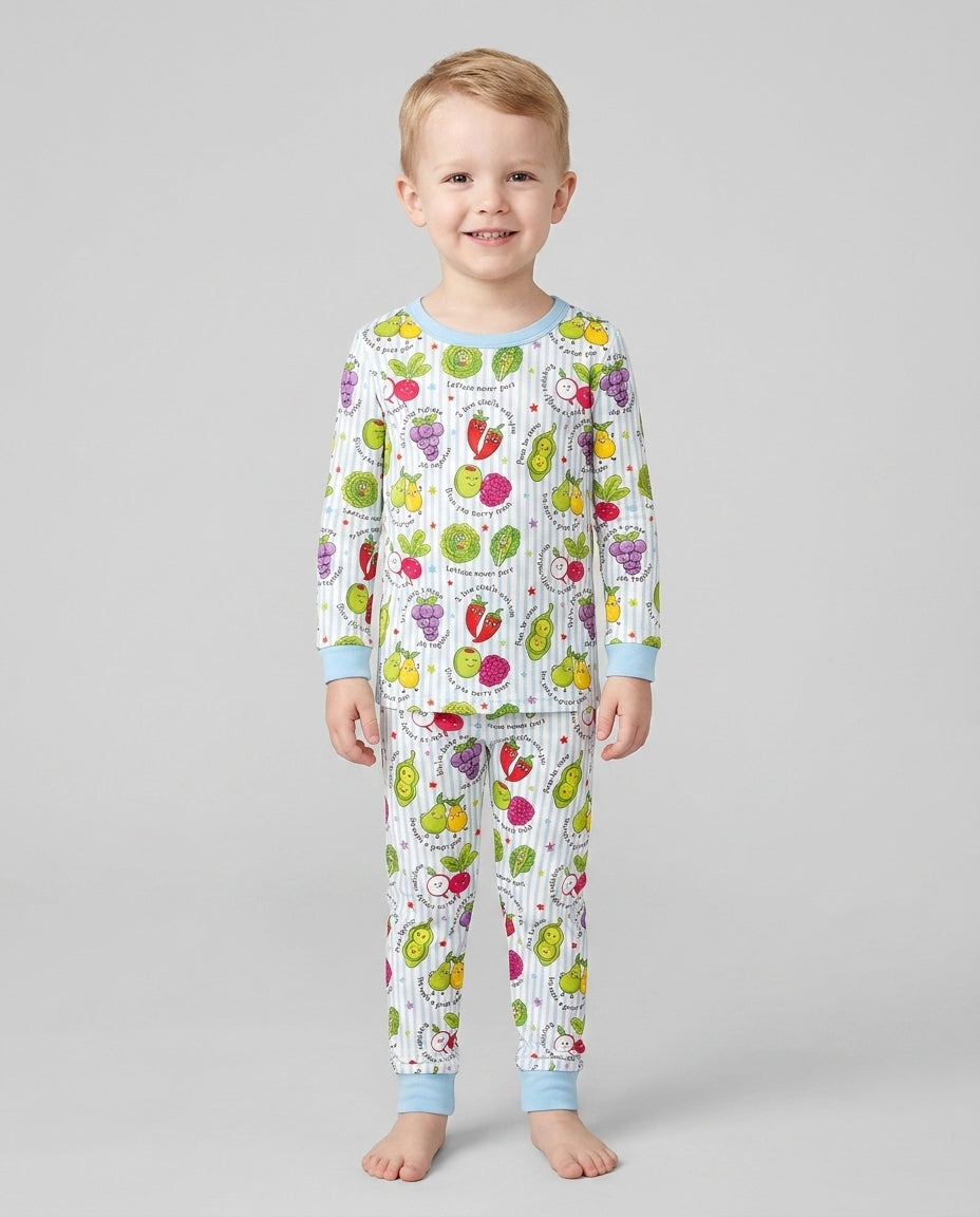 Fruits And Vegetables Love Puns Bamboo Two Piece Long Sleeve Pajama Set