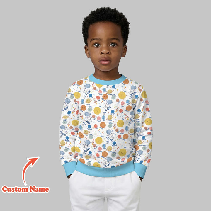 Benutzerdefinierter Name Kleinkind in Universum Bambus Rundhals-Sweatshirt