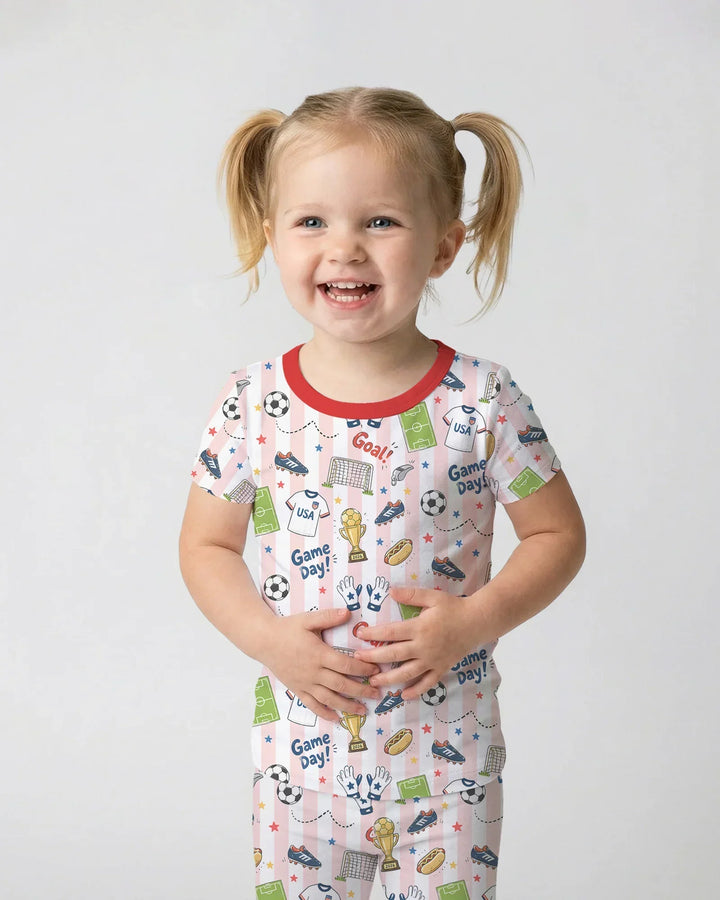 Zweiteiliges, kurzärmliges Pyjama-Set mit Marienkäfern