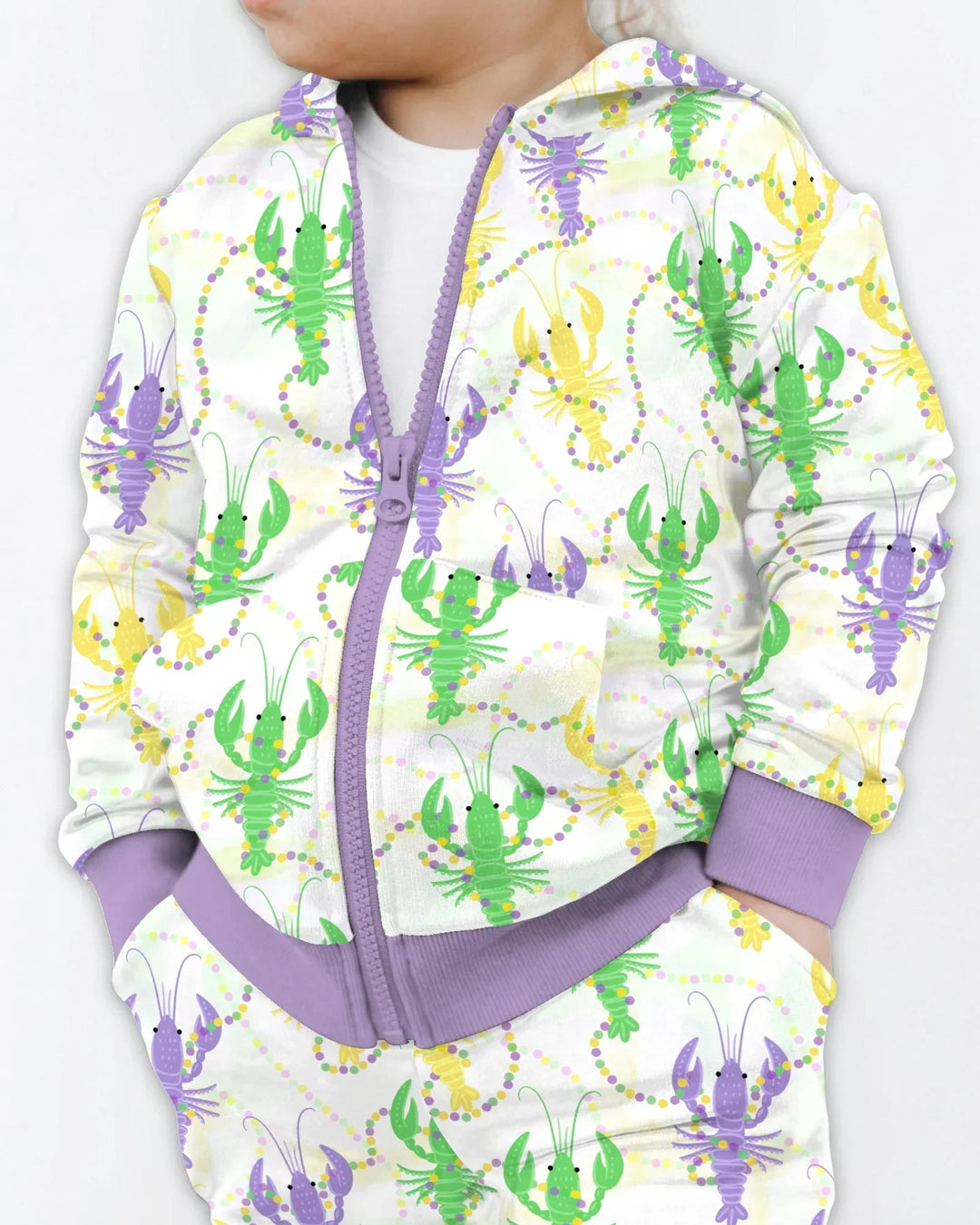 Mardi Gras Langusten Familie Partnerlook Bambus Reißverschluss-Hoodie
