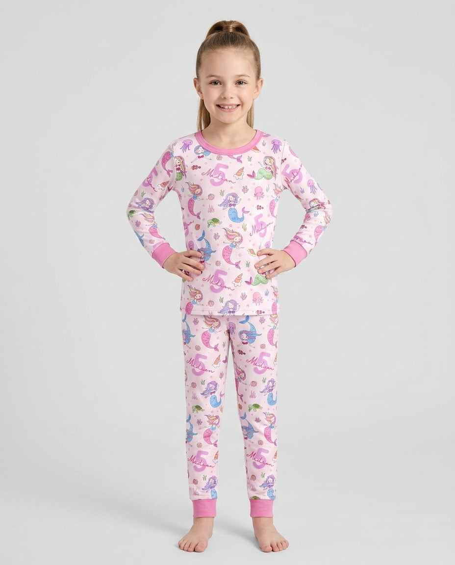 Zweiteiliges Langarm-Pyjama-Set mit Sommerfrüchten