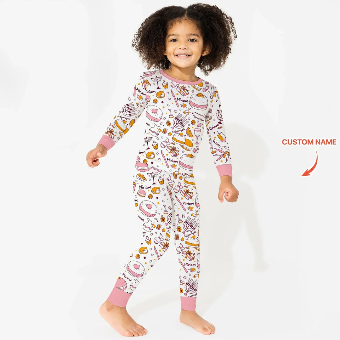 Zweiteiliges Langarm-Pyjama-Set mit Sommerfrüchten