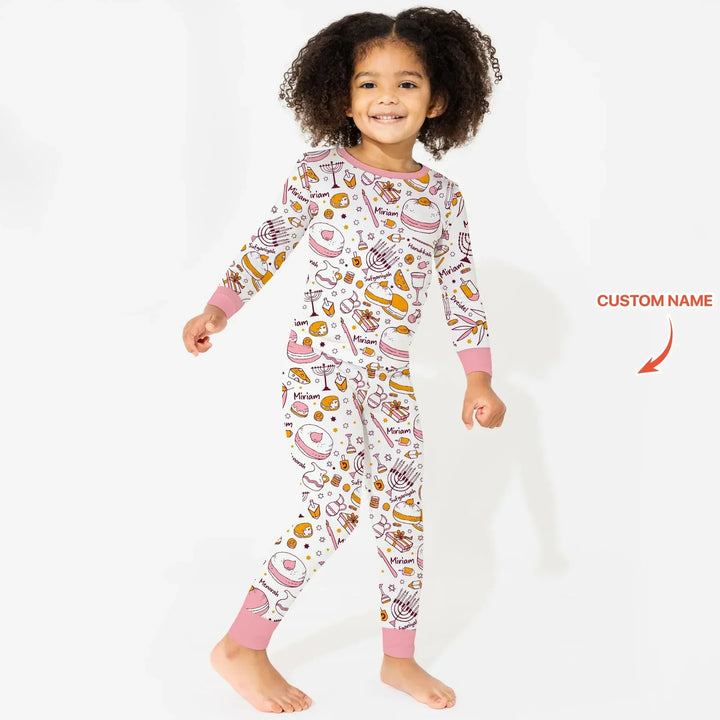 Zweiteiliges Langarm-Pyjama-Set mit Sommerfrüchten