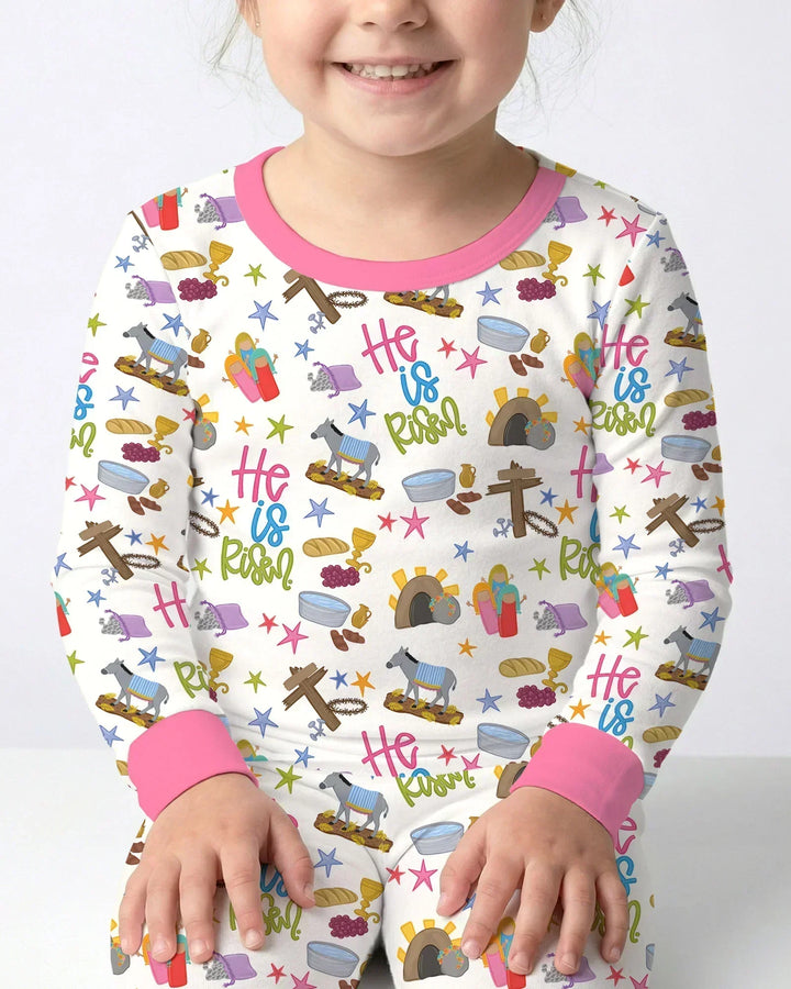Zweiteiliges Langarm-Pyjama-Set mit Sommerfrüchten