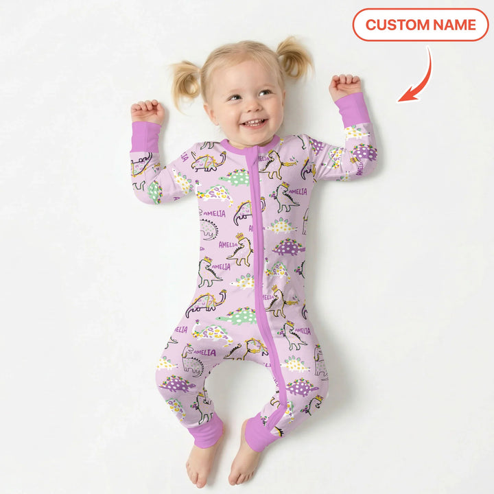 Custom Name Mardi Gras Saurus Bamboo Convertible Zippy