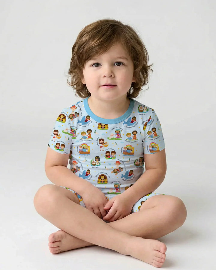 Template Zweiteiliges Pyjama-Set mit kurzen Ärmeln und Shorts