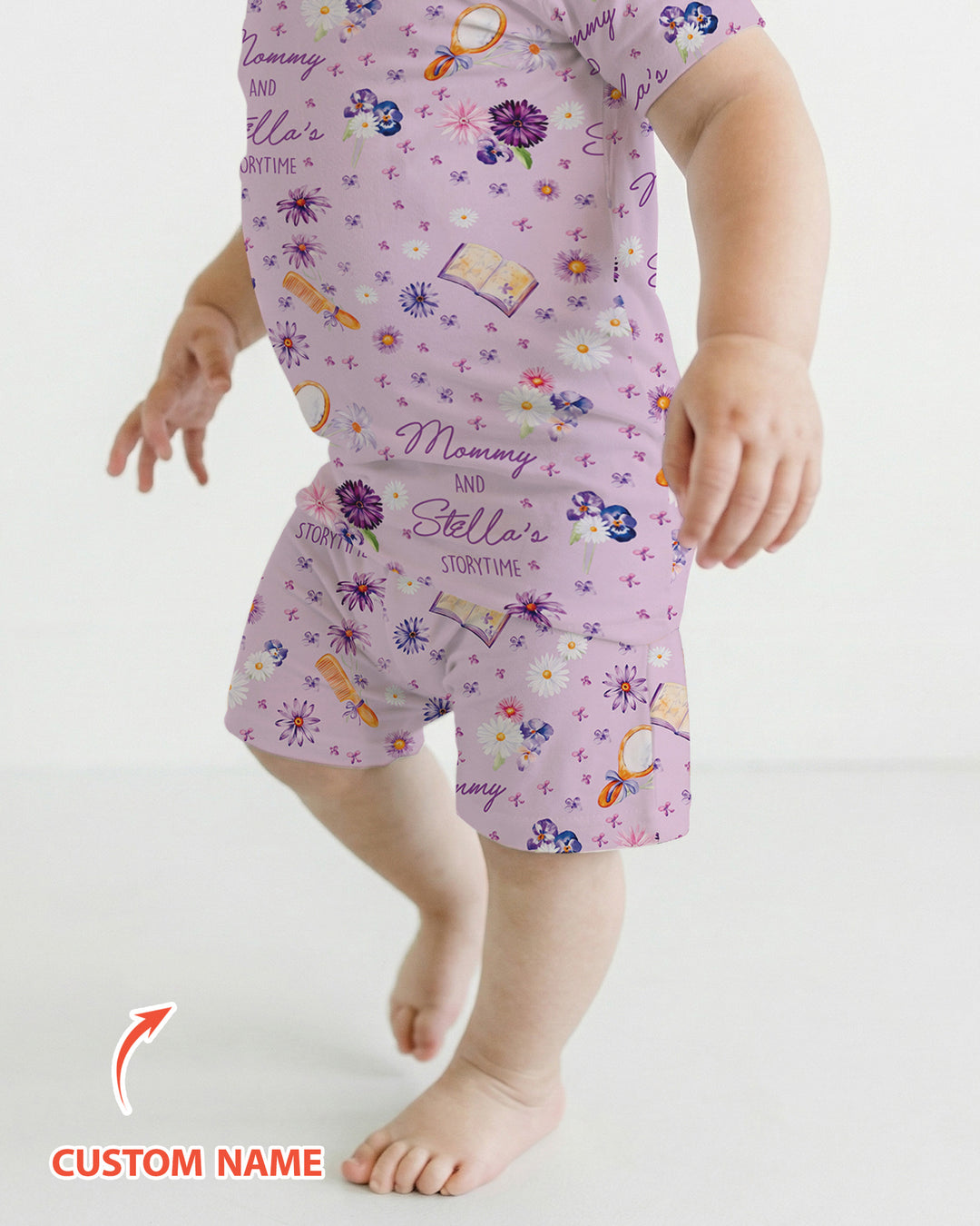 Mommy Daddy And Me Bedtime Story Family Matching Bamboo Two Piece Short Sleeve Shorts Pajama Set