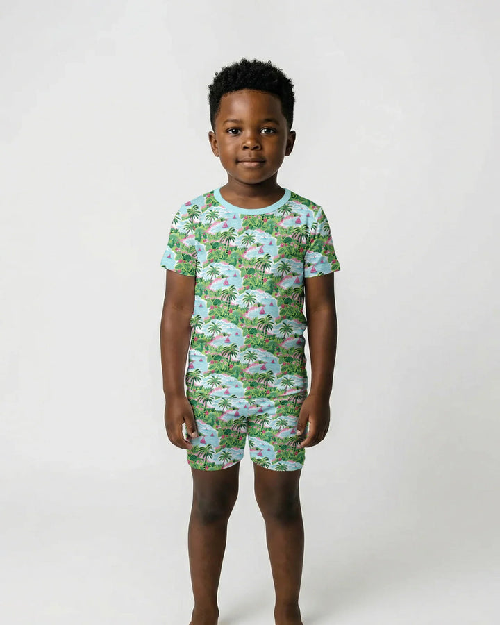 Template Zweiteiliges Pyjama-Set mit kurzen Ärmeln und Shorts