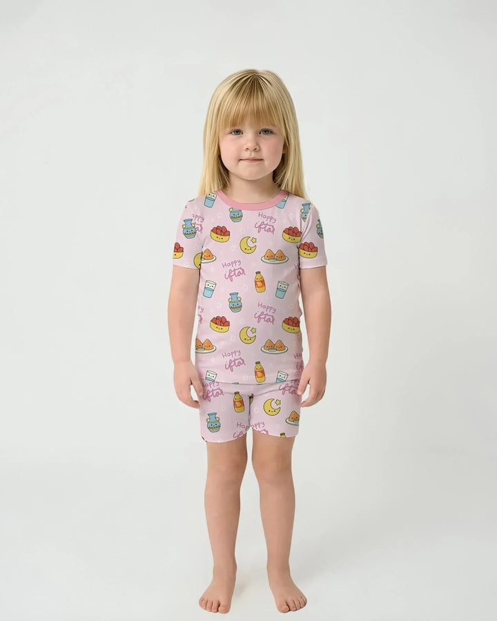 Iftar Party Bamboo Two Piece Short Sleeve Shorts Pajama Set