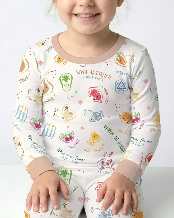 Zweiteiliges Langarm-Pyjama-Set mit Sommerfrüchten