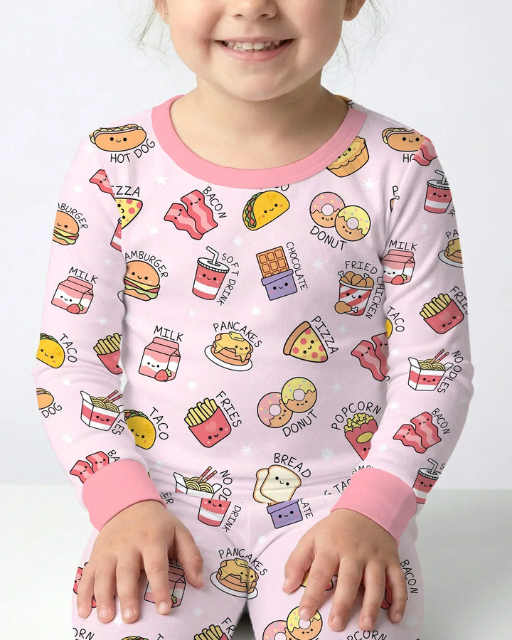 Zweiteiliges Langarm-Pyjama-Set mit Sommerfrüchten