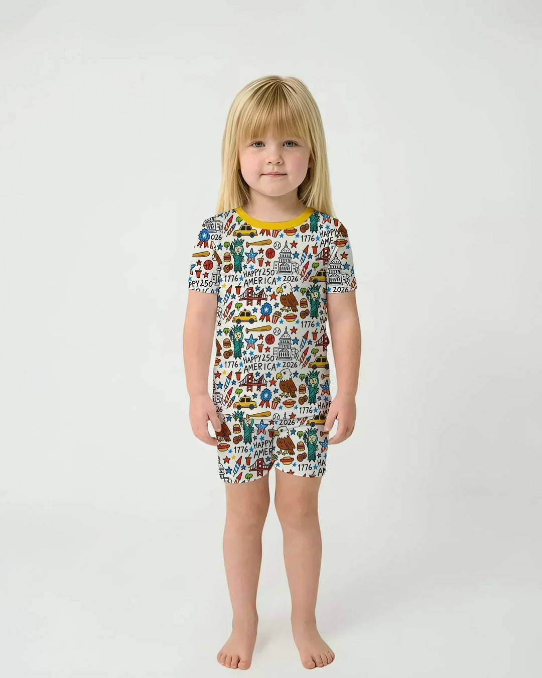 Template Zweiteiliges Pyjama-Set mit kurzen Ärmeln und Shorts