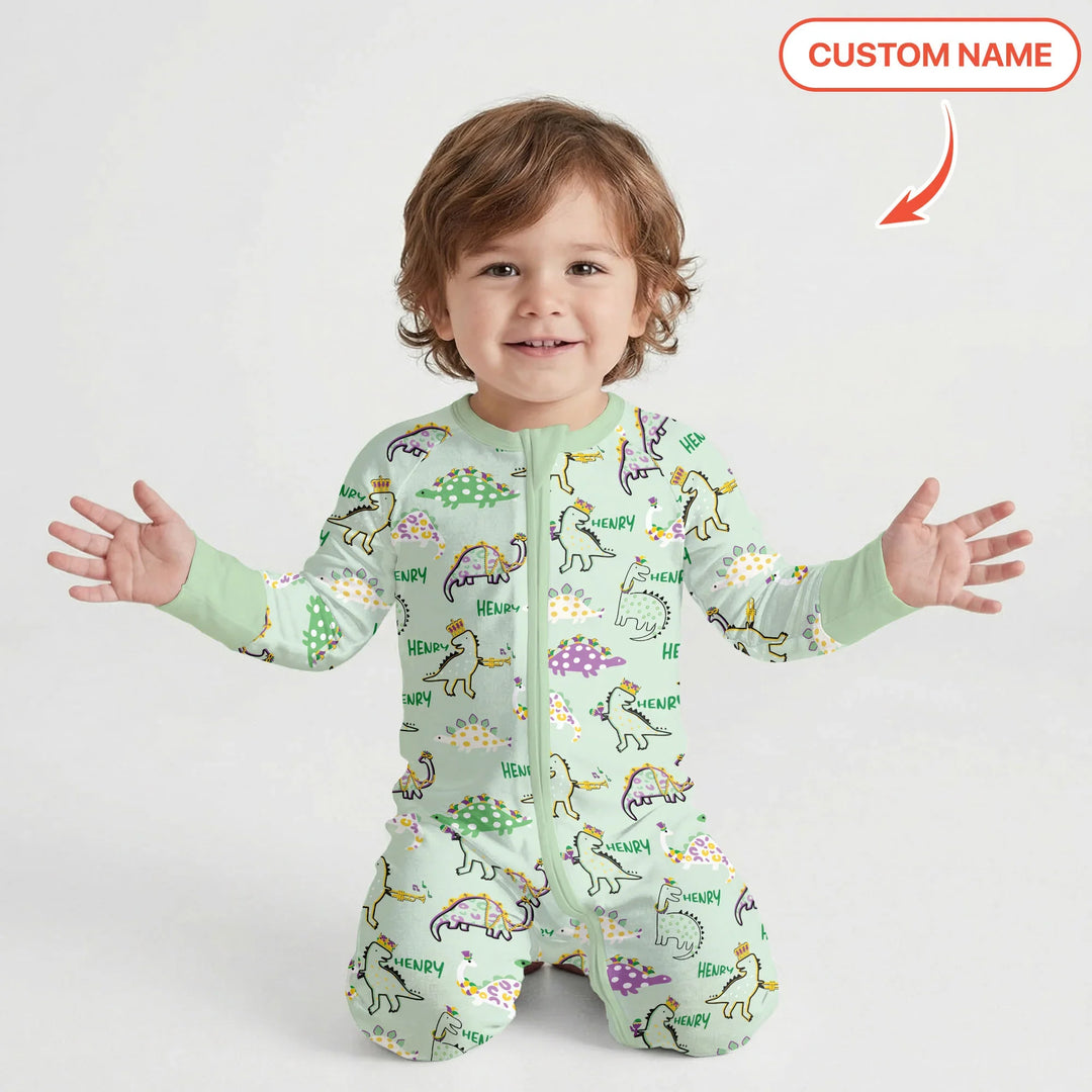 Custom Name Mardi Gras Saurus Bamboo Convertible Zippy