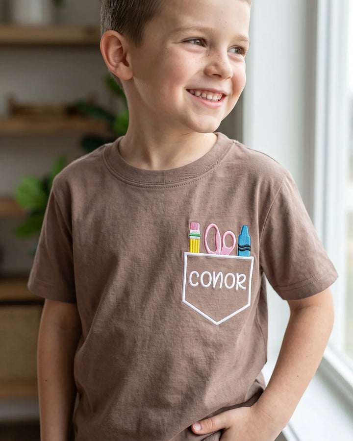 Custom Name Creative Corner Embroidered Bamboo Crewneck T-Shirt