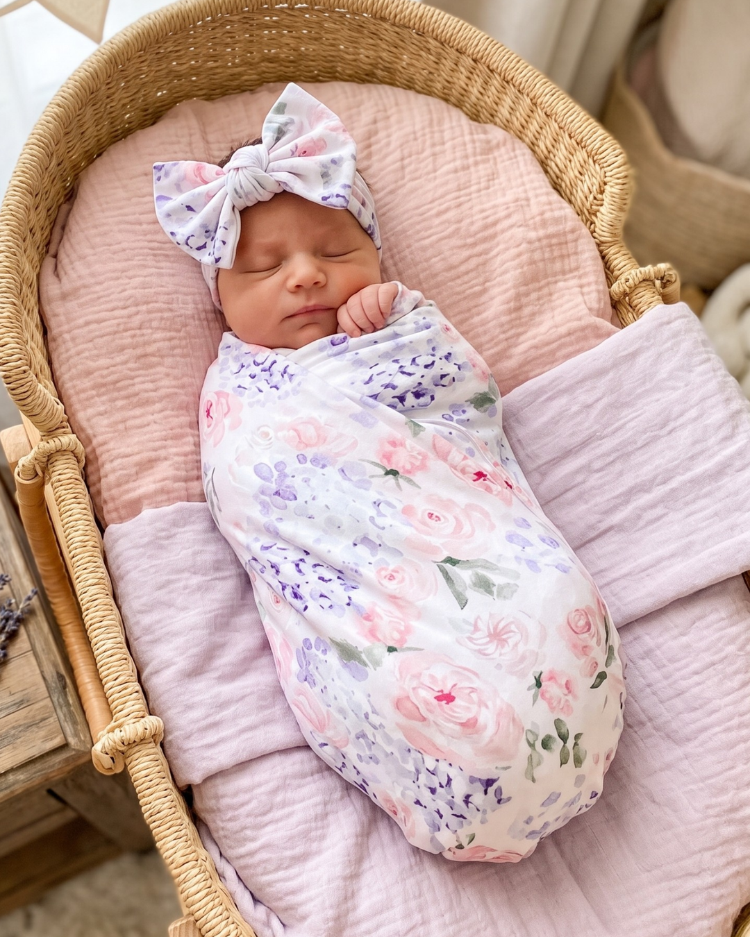 Lavender Rose Garden Bamboo Swaddle Blanket
