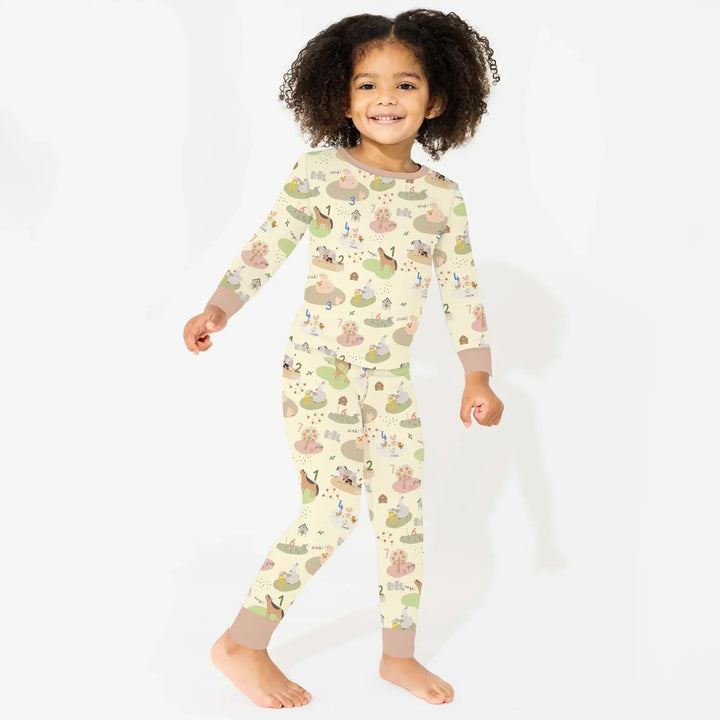Zweiteiliges Langarm-Pyjama-Set mit Sommerfrüchten