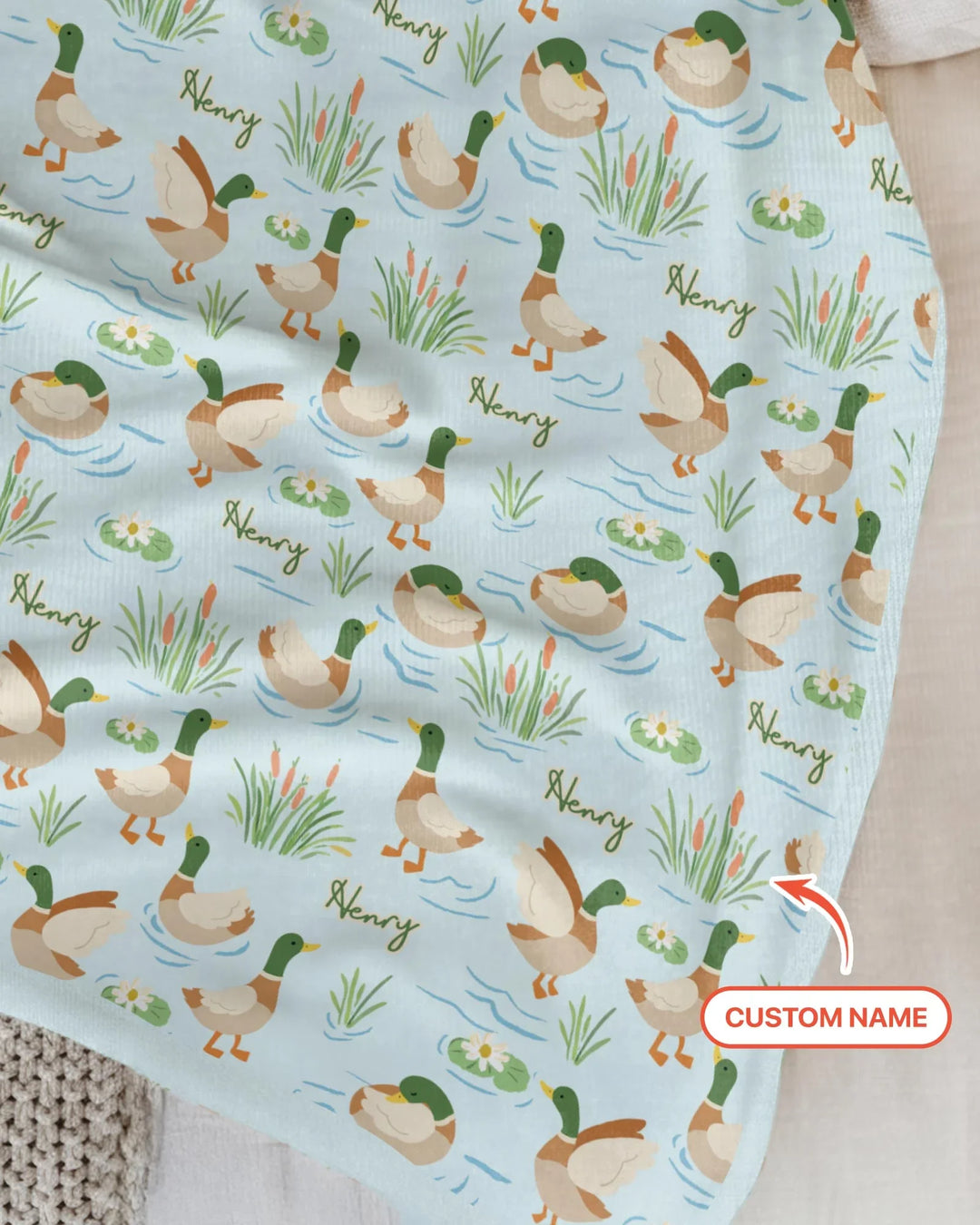 Personalized Mallard Duck Bamboo Blanket