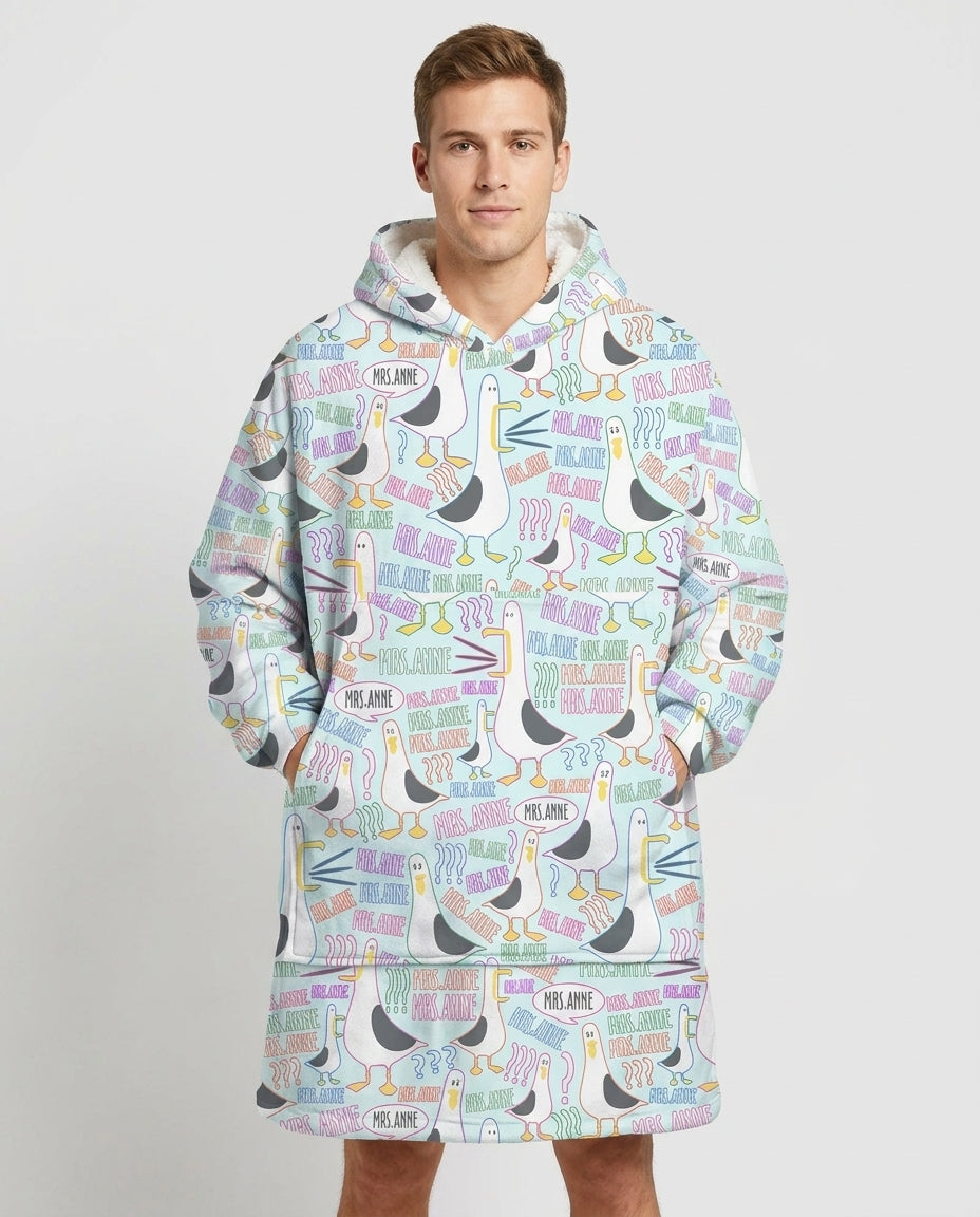 Teacher Teacher Teacher Funny Seagull Bamboo Blanket Hoodie