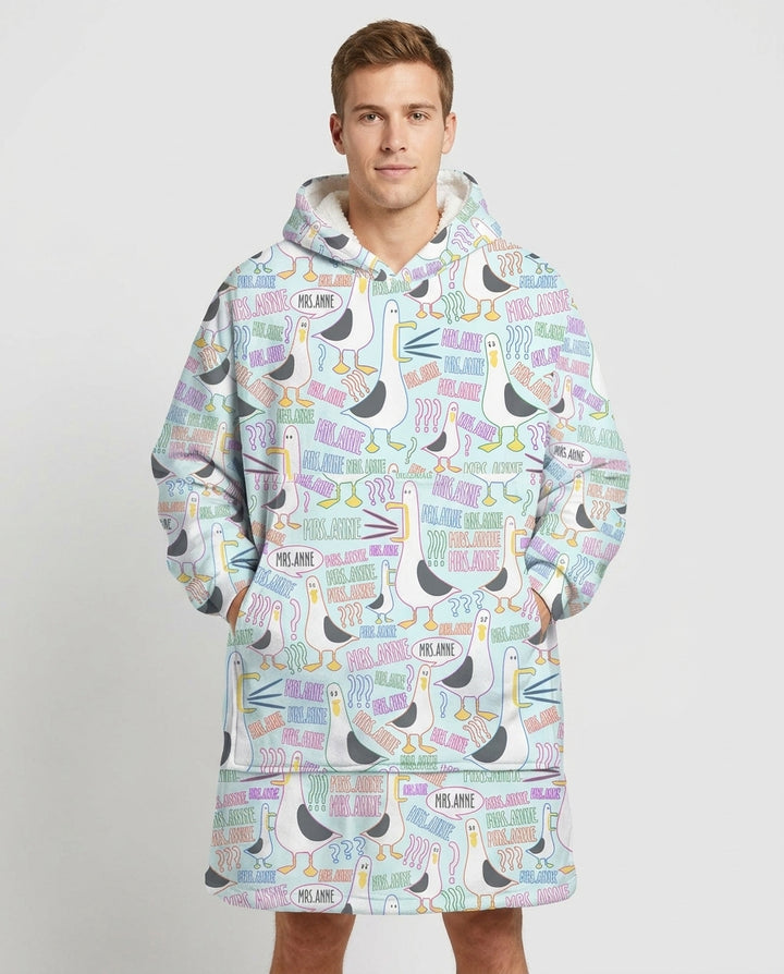 Teacher Teacher Teacher Funny Seagull Bamboo Blanket Hoodie
