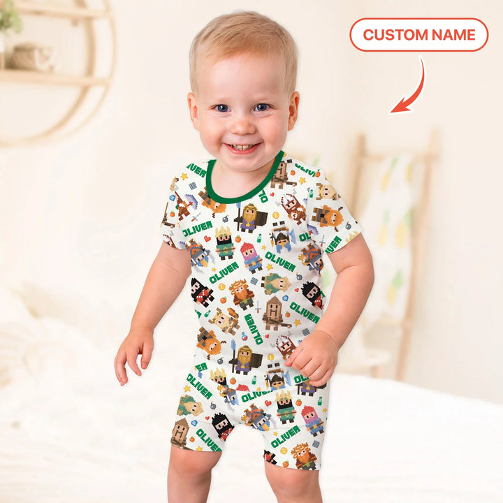 Zweiteiliges Pyjama-Set mit kurzen Ärmeln und Shorts im Sommer-Design