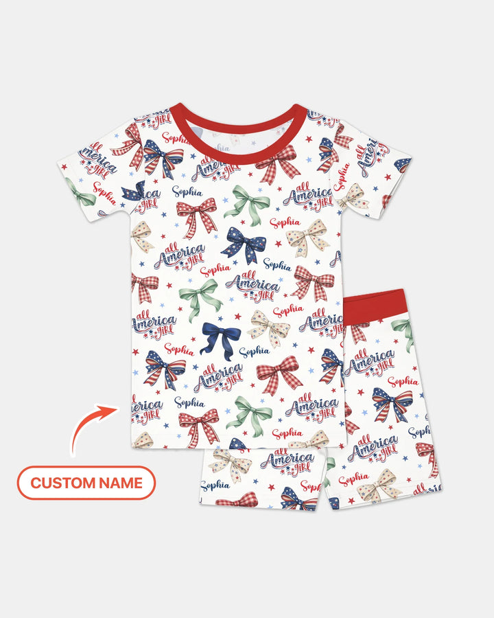 Zweiteiliges Pyjama-Set mit kurzen Ärmeln und Shorts im Sommer-Design