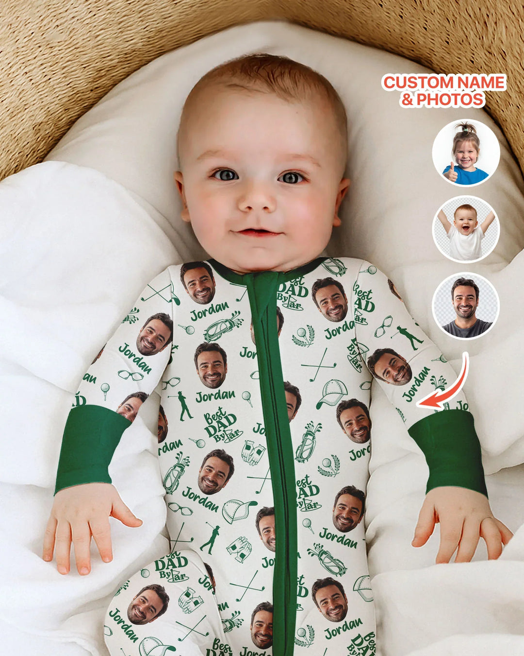 Custom Photo Best Dad By Par Bamboo Convertible Zippy