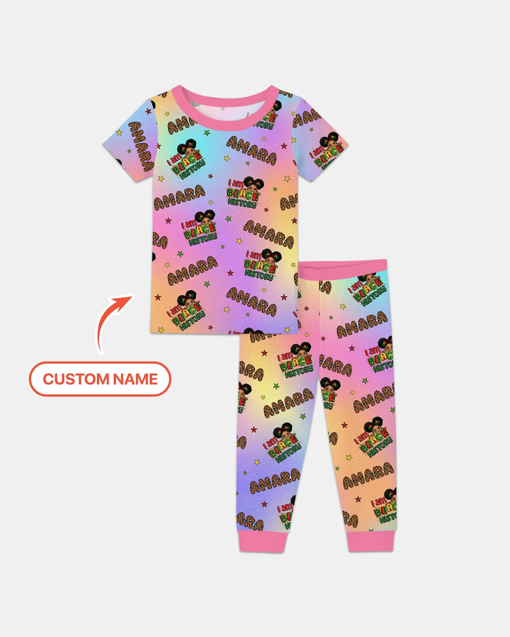 Custom Name I Am Black History Custom Bamboo Two Piece Short Sleeve Pajama Set