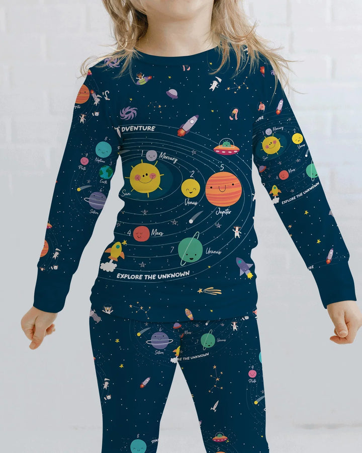 Solar System Explorers Bamboo Two Piece Long Sleeve Pajama Set