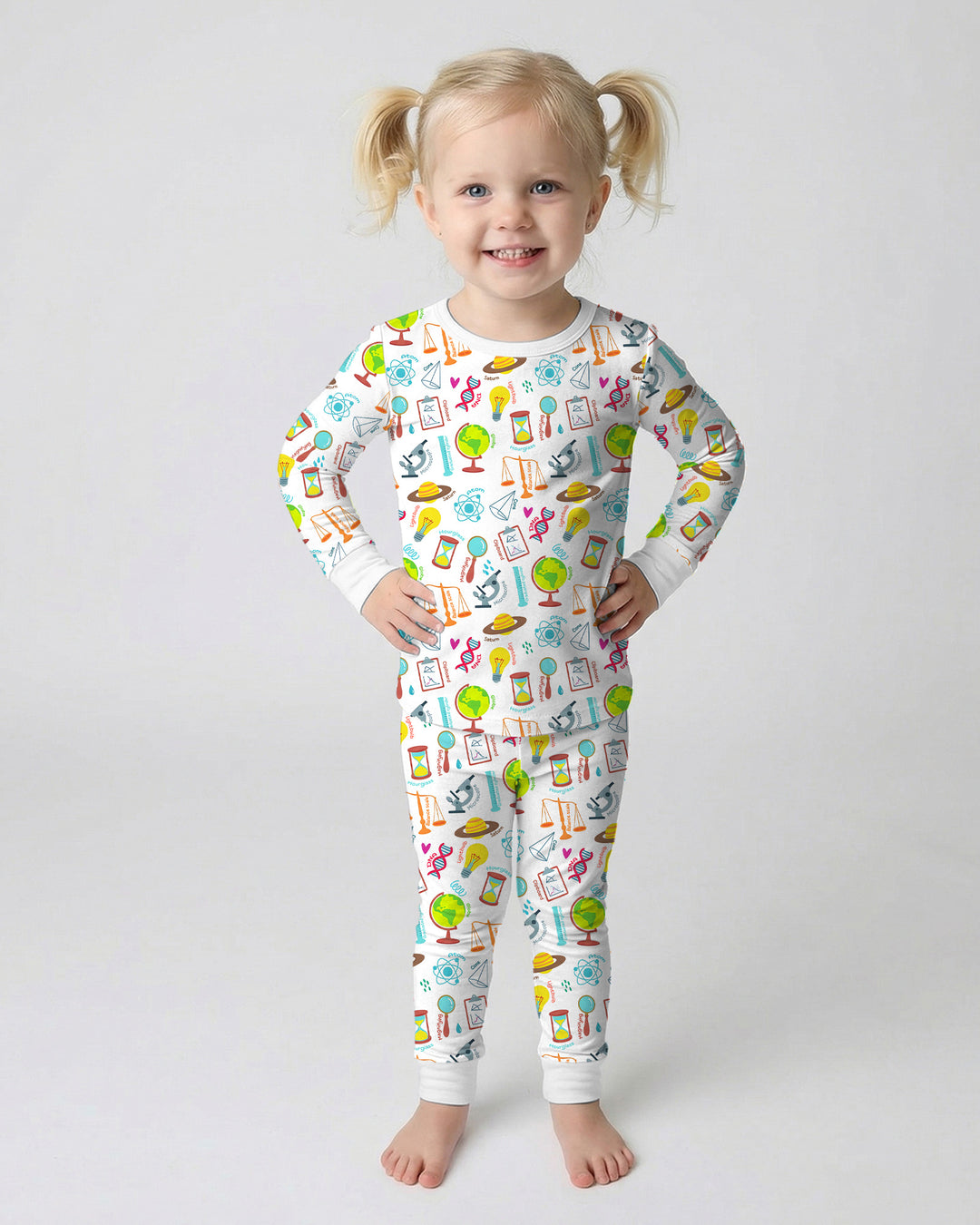 Tiny Scientist Explores The World Bamboo Two Piece Long Sleeve Pajama Set