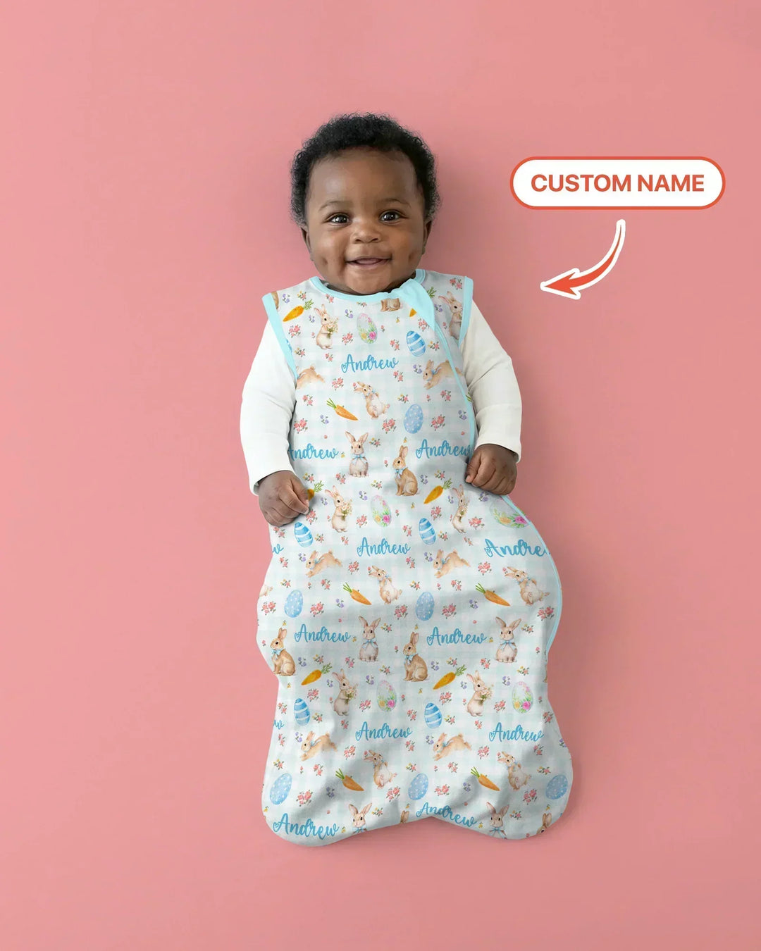 Custom Name Bunny Garden Bamboo Sleep Bag