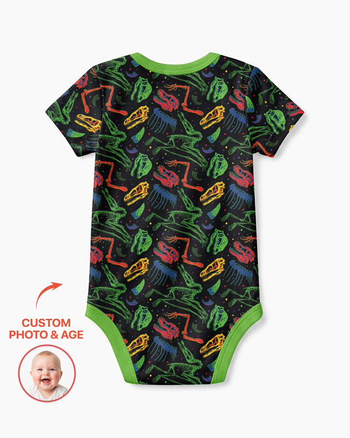 Custom Photo Dino Rawr Birthday Bamboo Bodysuit