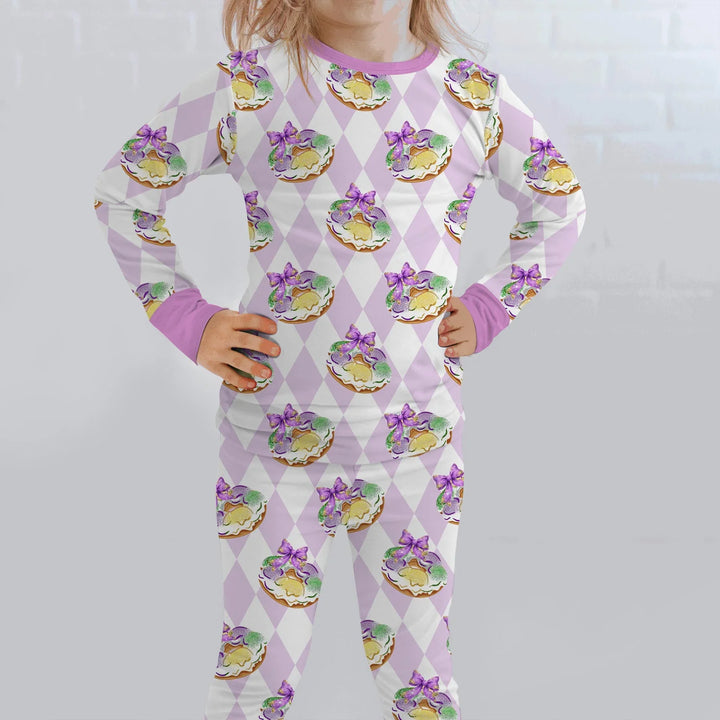 Zweiteiliges Langarm-Pyjama-Set mit Sommerfrüchten