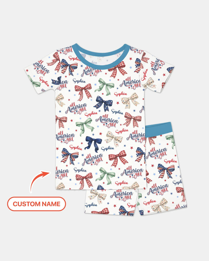 Zweiteiliges Pyjama-Set mit kurzen Ärmeln und Shorts im Sommer-Design