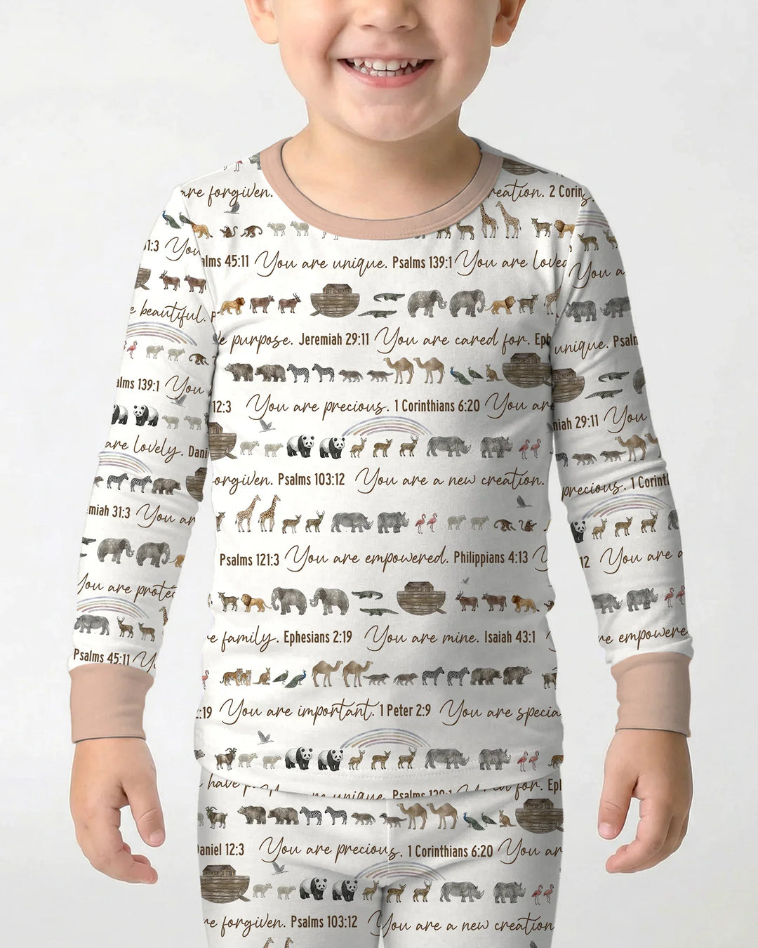 Biblical Noah's Ark Bamboo Two Piece Long Sleeve Pajama Set