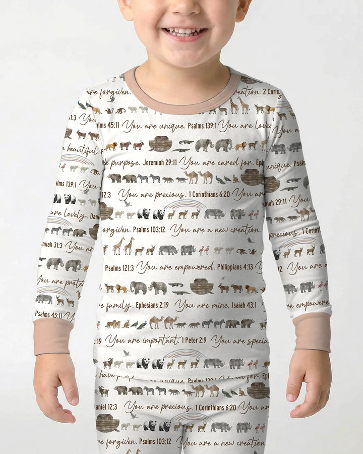 Biblical Noah's Ark Bamboo Two Piece Long Sleeve Pajama Set