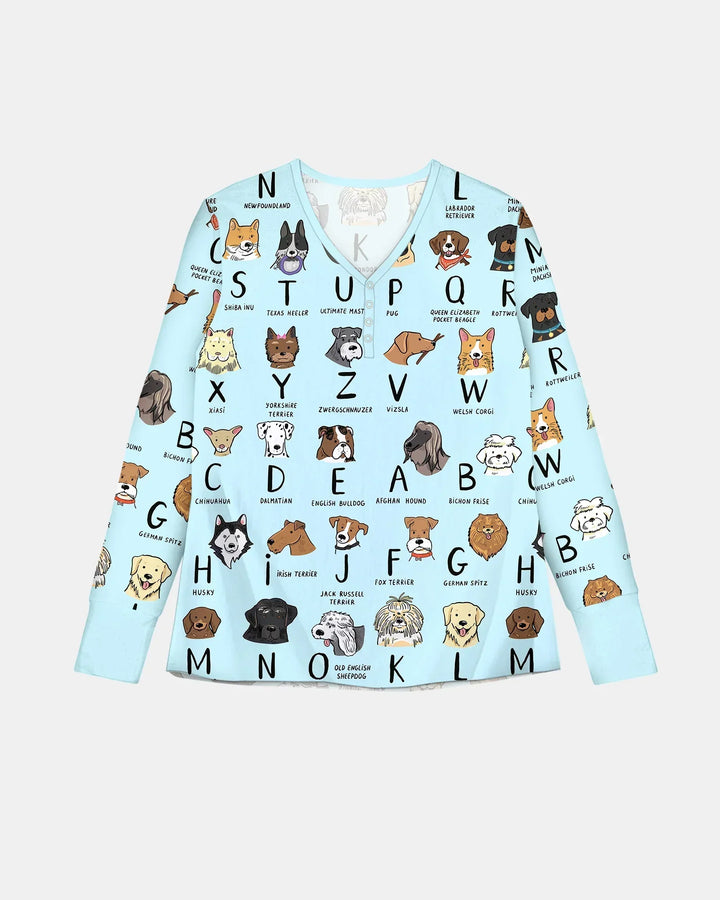 Funny Dogs Alphabet Bamboo Women Pajama Set