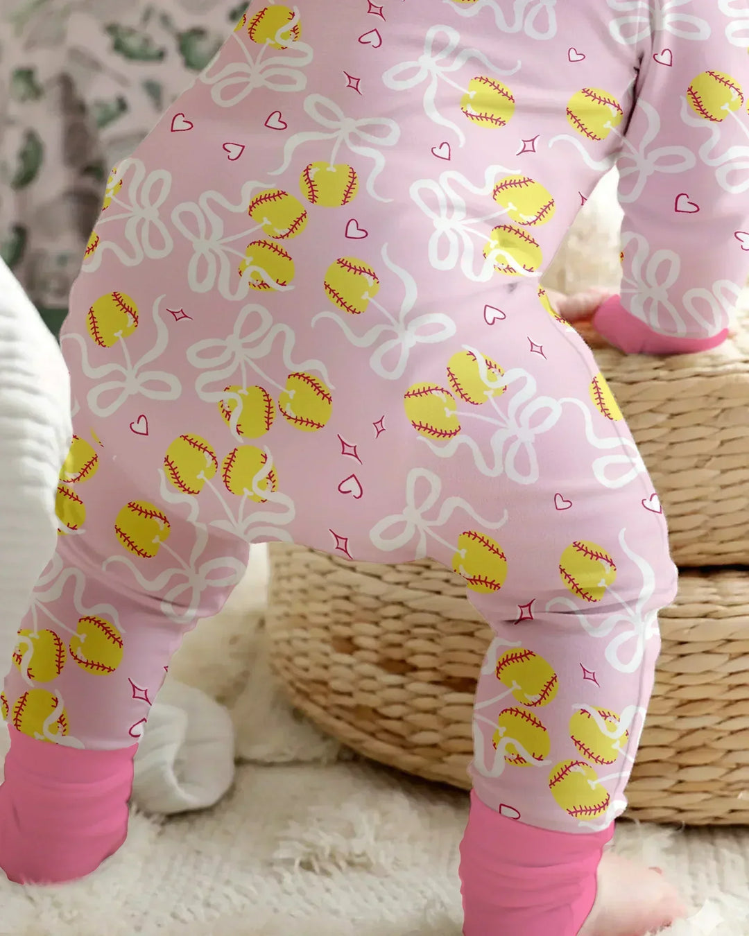 Softball Cherry Mom And Girl Matching Bamboo Convertible Zippy