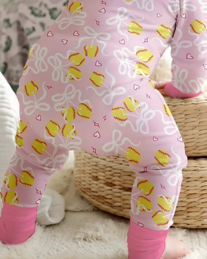 Softball Cherry Mom And Girl Matching Bamboo Convertible Zippy