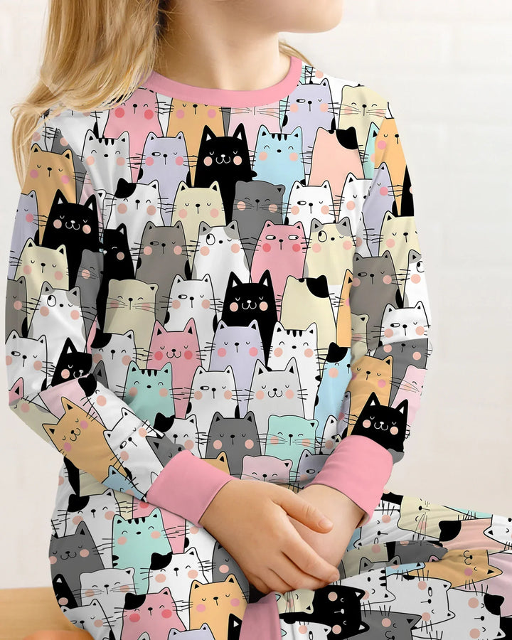 Zweiteiliges Langarm-Pyjama-Set mit Sommerfrüchten