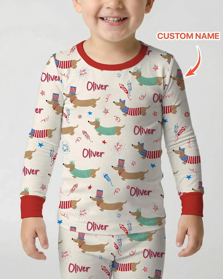Zweiteiliges Langarm-Pyjama-Set mit Sommerfrüchten