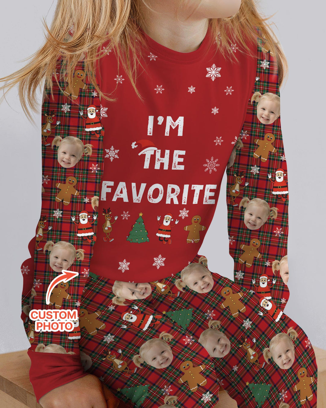 I'm The Favorite Christmas Funny Brother Sister Matching Bamboo Two Piece Long Sleeve Pajama Set