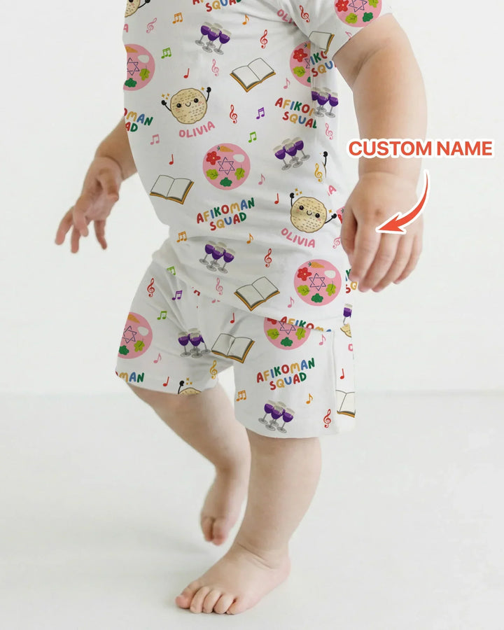 Zweiteiliges Pyjama-Set mit kurzen Ärmeln und Shorts im Sommer-Design