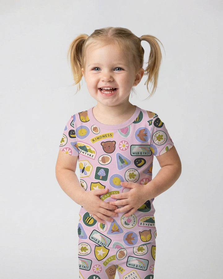 Zweiteiliges, kurzärmliges Pyjama-Set mit Marienkäfern