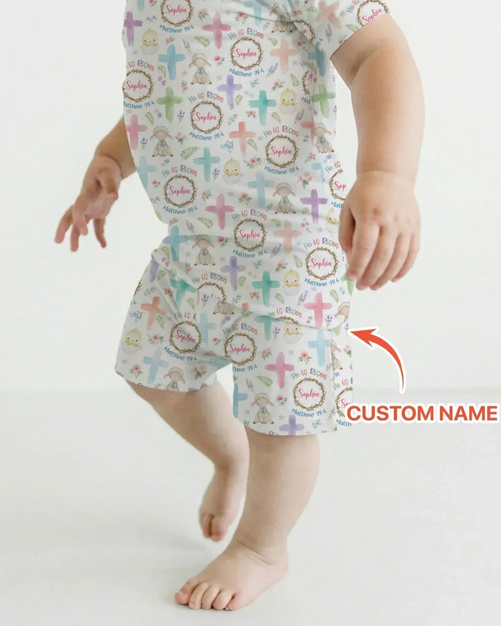 Zweiteiliges Pyjama-Set mit kurzen Ärmeln und Shorts im Sommer-Design