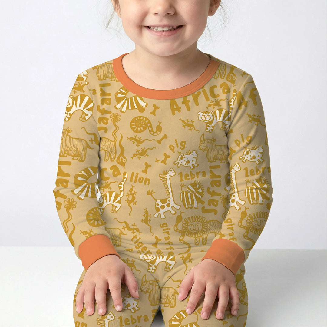 Zweiteiliges Langarm-Pyjama-Set mit Sommerfrüchten